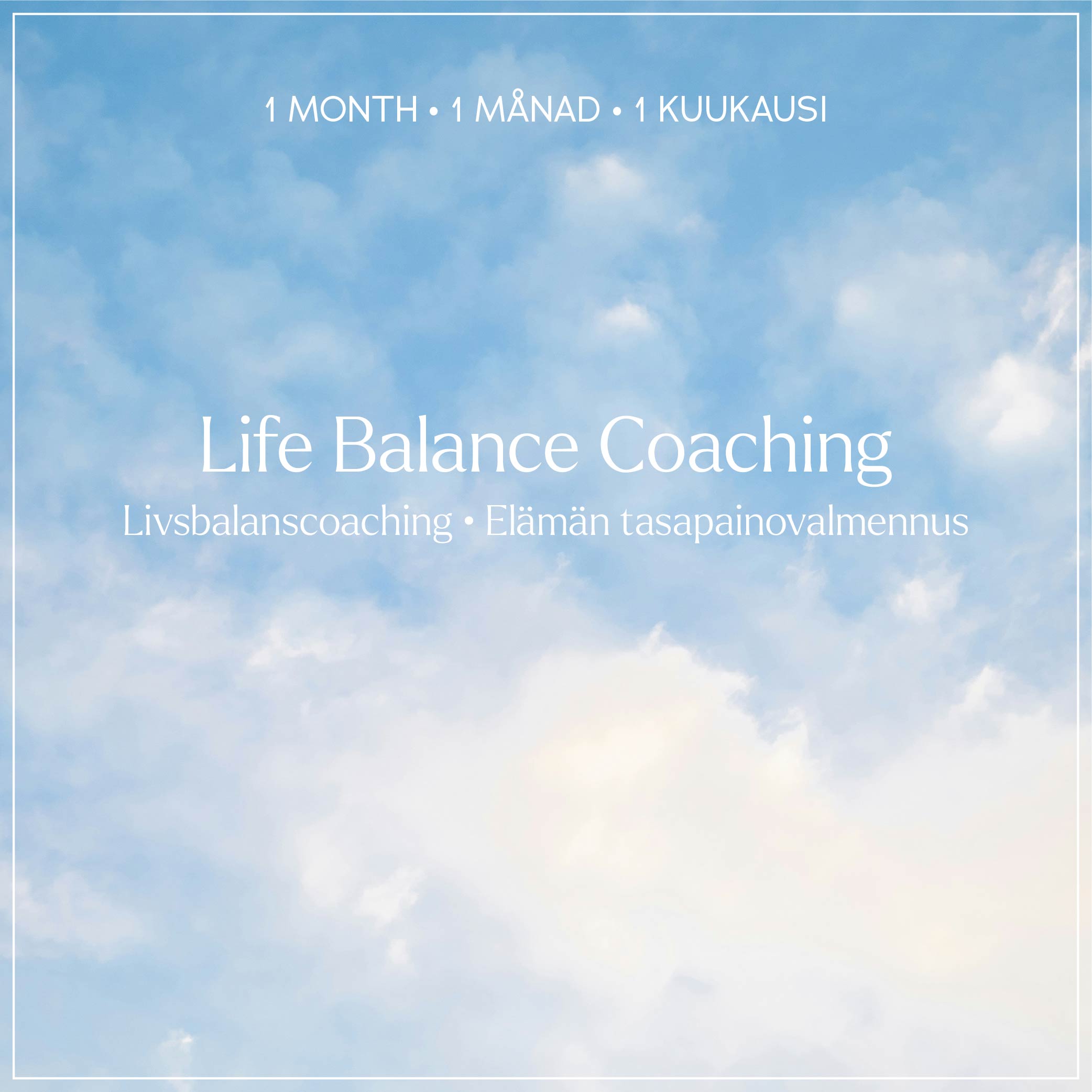 My one-month Life Balance Coaching package for swift improvement in one area of your life.