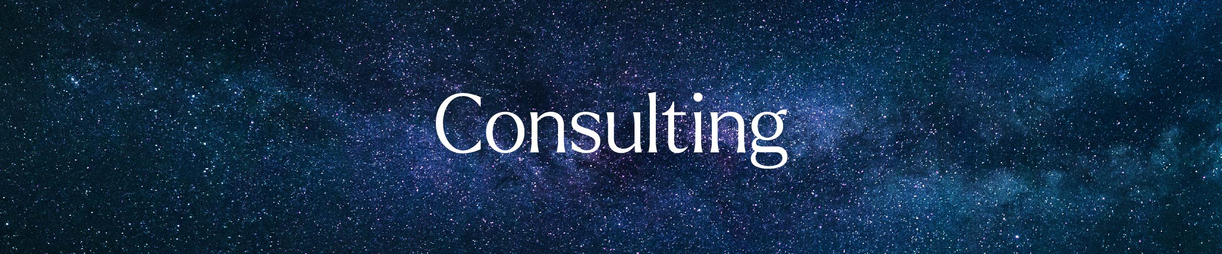 Starry night sky and text Consulting