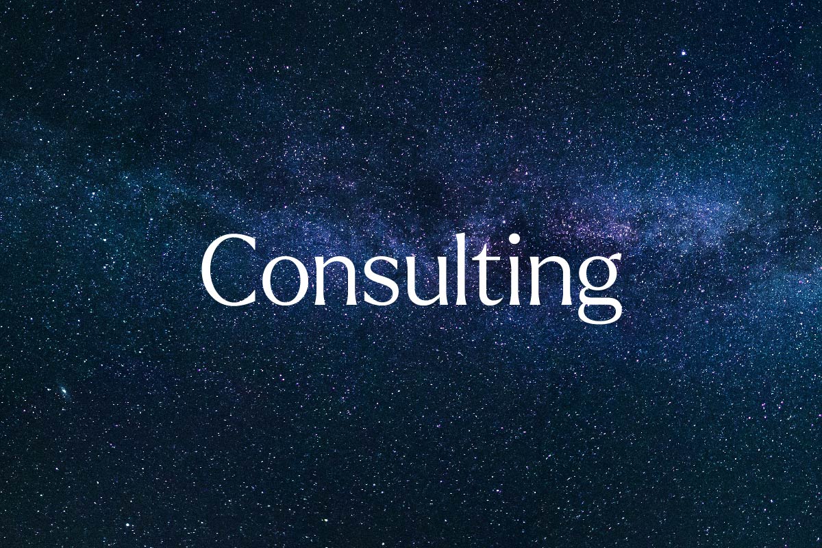 Starry night sky and text Consulting